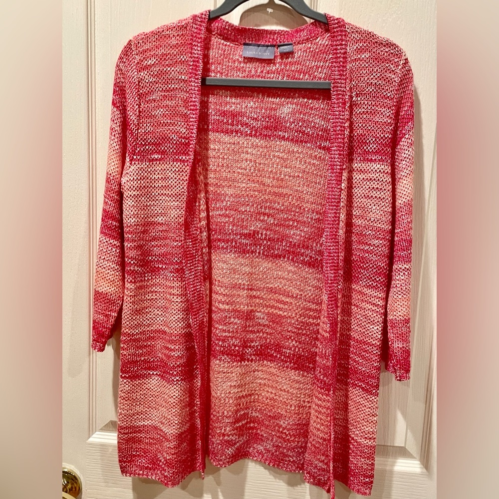 LAURA SCOTT-SEARS Open Knit Cardigan/Cover Up,Orange,NEW Without Tags Medium